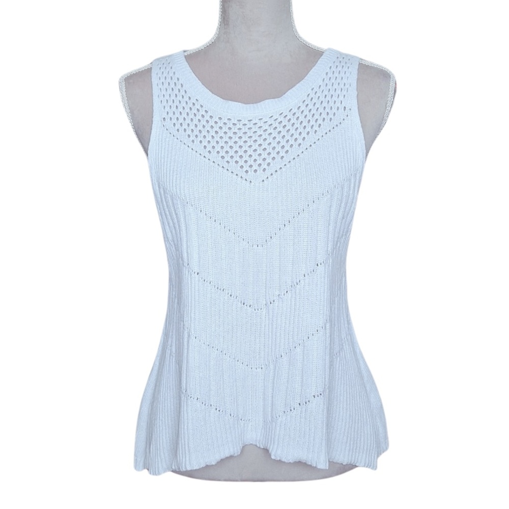 American Eagle Outfitters White Sleeveless Knit Tank Top Women’s Sz L Boho Beach